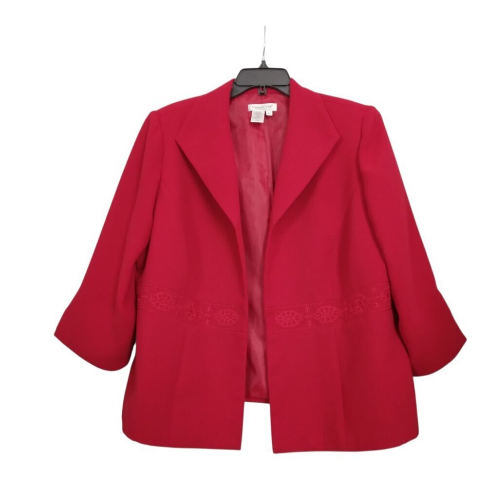 Coldwater Creek | Embroidered Open Front Jacket Red | Size 18W